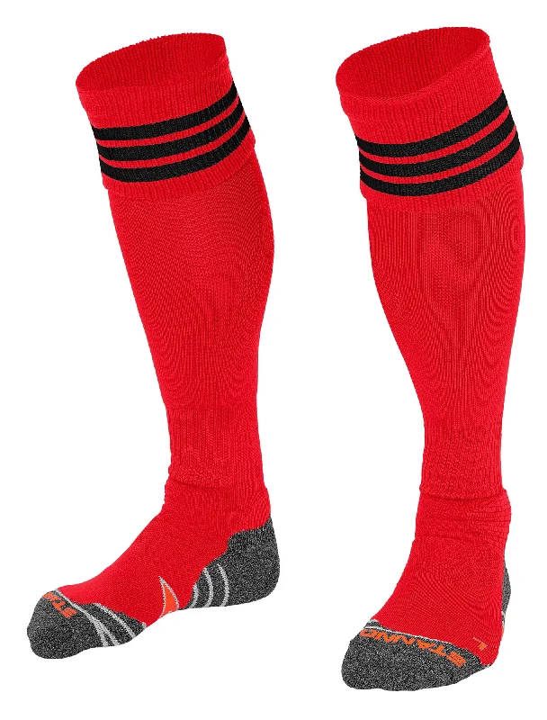 Thin Silky Dress Sock-Stanno Ring Football Sock (Red/Black)