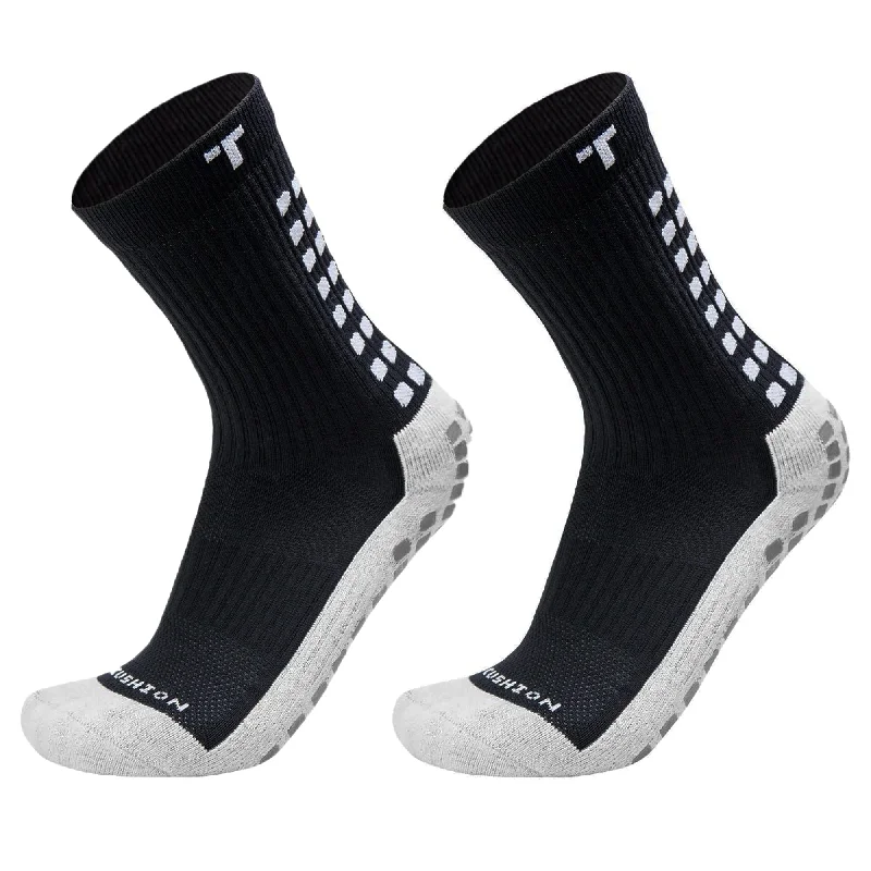 Comfortable Crew-Length Sock-TRUsox 3.0 Mid-Calf Cushioned Grip Socks Black/White