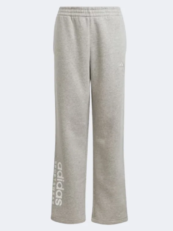 Stylish Paperbag Waist Pants-Adidas All Szn Kids-Unisex Sportswear Pant Grey Heather/White