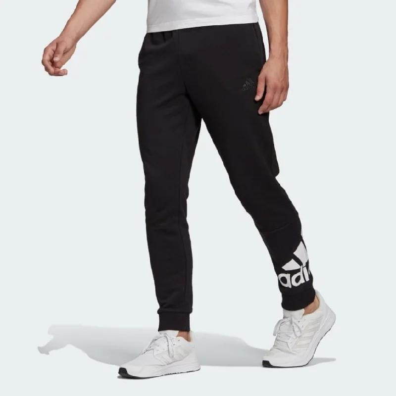 Warm Brushed Fleece Pants-Adidas Essentials French Terry Tapered Cuff Logo Men Lifestyle Pant Black/White