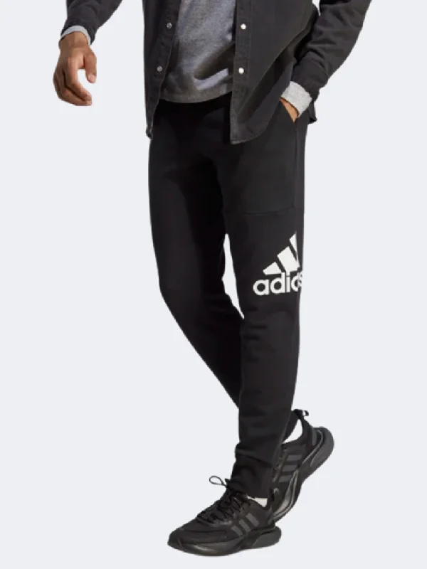 High-Waisted Pants-Adidas Essentials French Terry Tapered Cuff Men Sportswear Pant Black