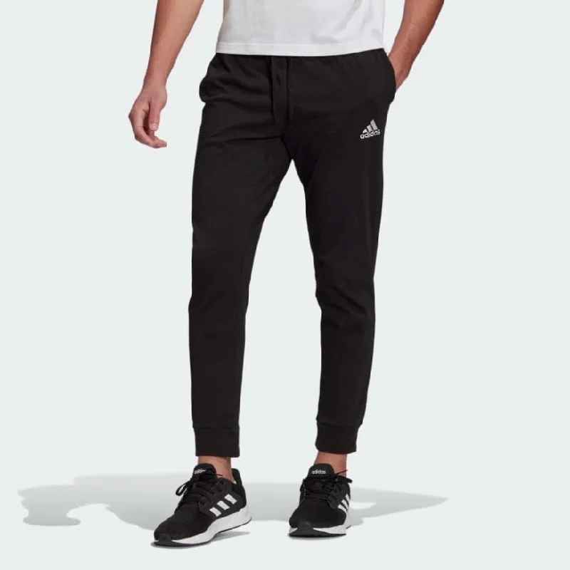 Effortless Everyday Work Pants-Adidas Essentials Single Jersey Tapered Cuff Men Lifestyle Pant Black