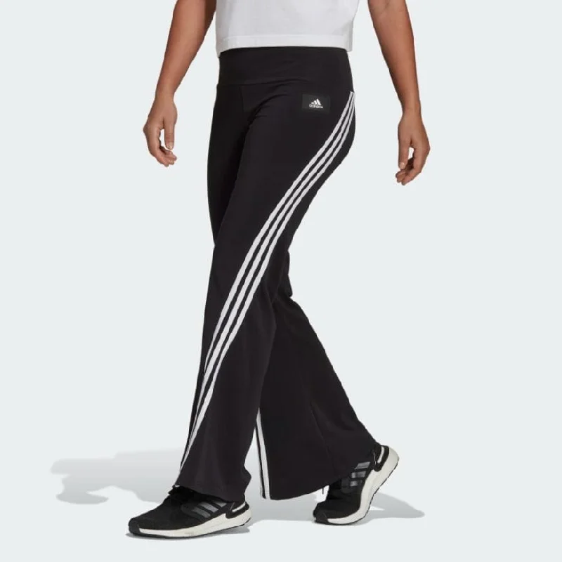 Stylish Paperbag Waist Pants-Adidas Sportswear Future Icons 3-Stripes Flare Women Lifestyle Pant Black/White