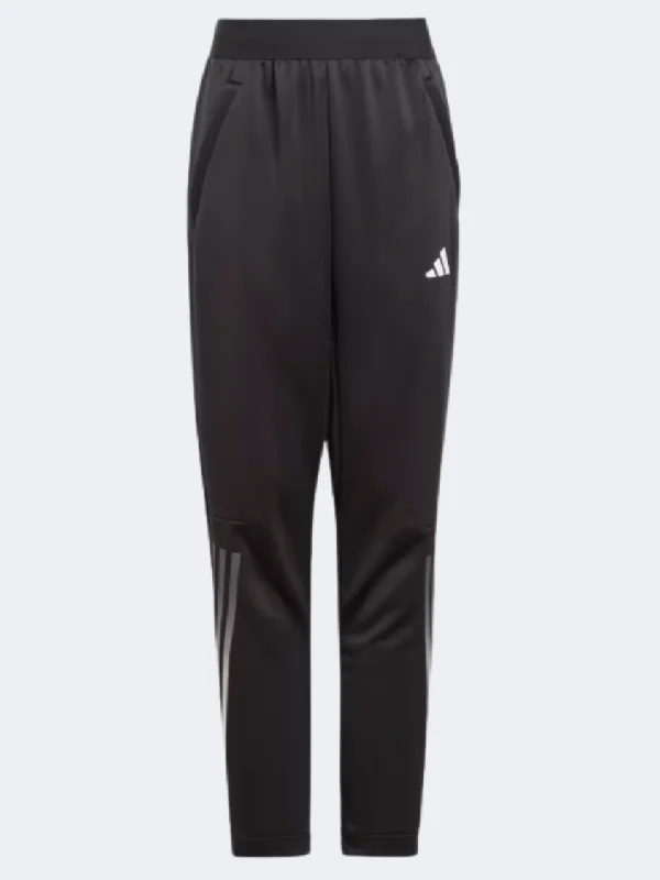 Ultra-Lightweight Chino Pants-Adidas Train 3-Stripes  Kids-Unisex Sportswear Pant Black/Gray/White