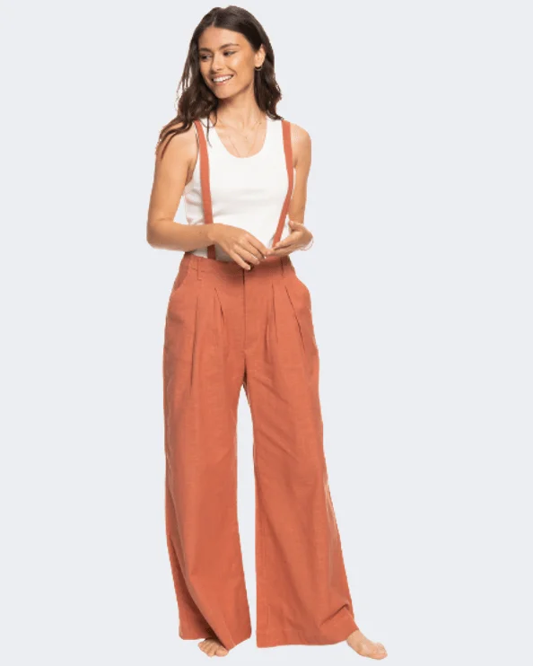 Elastic Waist Comfort Pants-Billabong Madi Studio Wide Leg Flared Women Lifestyle Pant Brown Oxide