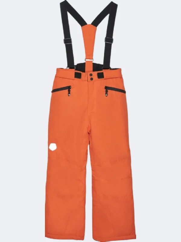 Durable Industrial Work Pants-Color Kids Unisex Skiing Pant Orange