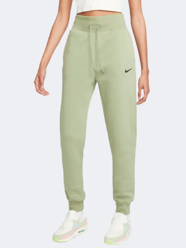 Classic Pleated Dress Pants-Nike Phoenix Fleece Women Lifestyle Lifestyle Pant Oil Green/Black