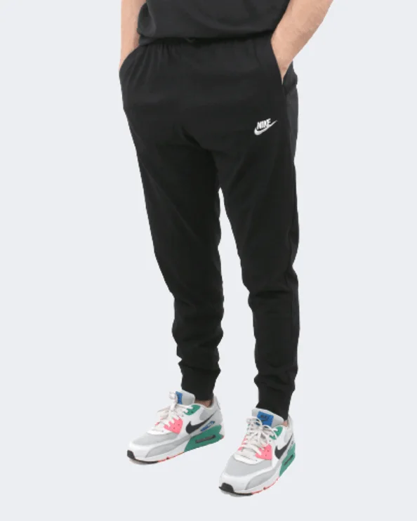 Wrinkle-Resistant Travel Pants-Nike Sportswear Club Jersey Jogger Men Lifestyle Pant Black