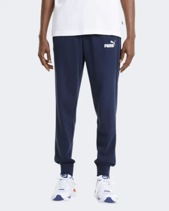 Versatile 4-Way Stretch Pants-Puma Essentials Logo Men Lifestyle Pant Navy