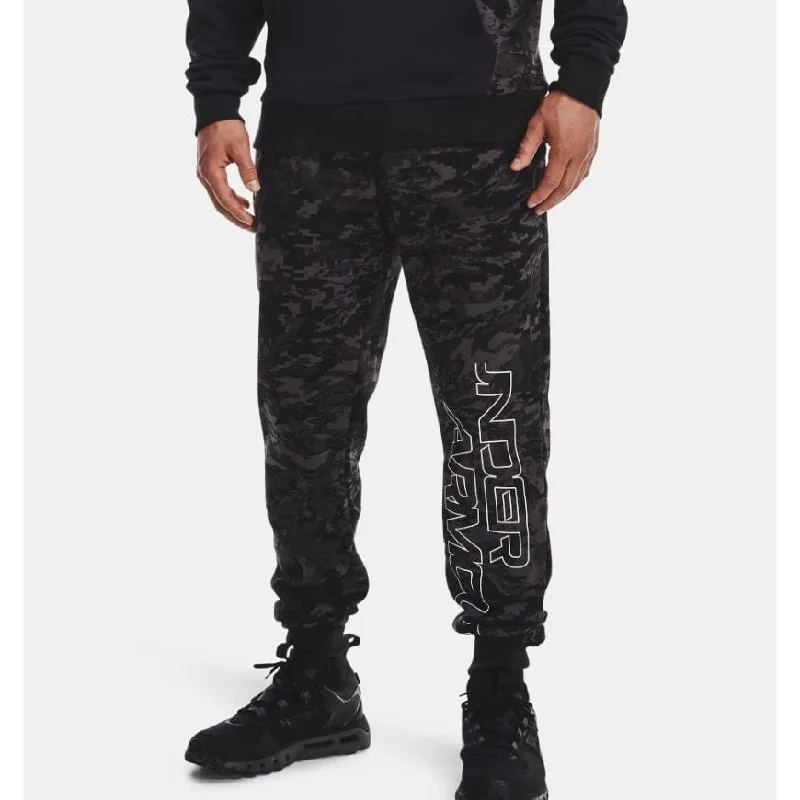 Cozy Elastic Waist Pants-Under Armour Rival Fleece Camo Script Men Training Pant Black/White